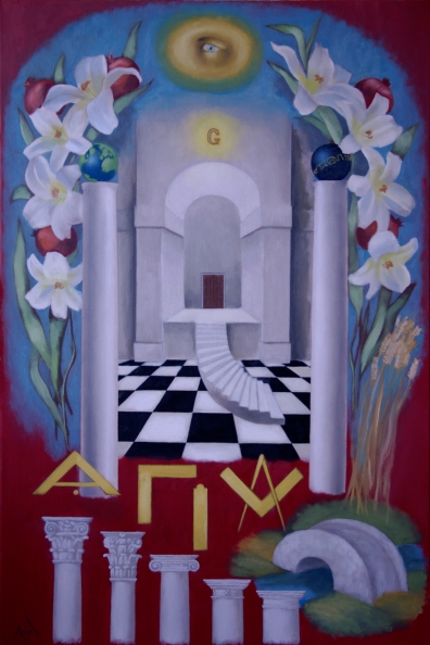 Artwork by Angel Millar (inspired by the Masonic Fellowcraft tracing board)